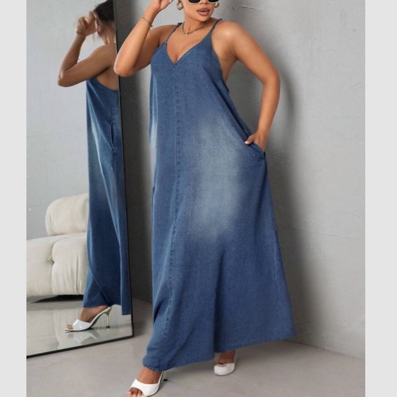 Plus size denim cami maxi dress - Picture 5 of 5